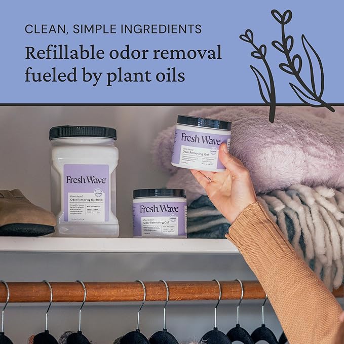Fresh Wave Lavender Odor Removing Gel, 15 oz., Pack of 2 - Safer Odor Absorbers for Home, Natural Plant-Based Odor Eliminator, Every 15 oz. lasts 30-60 Days, For Cooking, Trash &amp; Pets