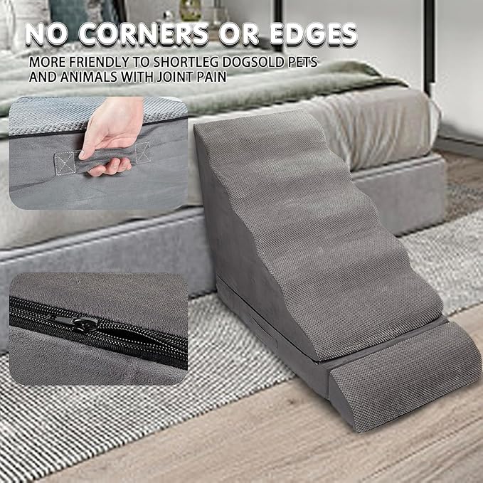 Soft Dog Stairs &amp; Steps for High Beds 28 Inches High Tall, LitaiL Pet Stairs/Steps for High Beds for Small Large Dogs, Non-Slip Dog Ramps for Bed, for Older Cats
