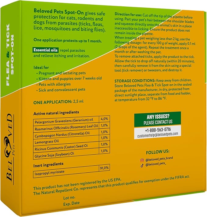 Flea and Tick Prevention for Small Dogs &amp; Cats, Rabbits - Natural Flea Treatment &amp; Pest Control - Topical Flea &amp; Mosquito Repellent for Puppy and Kitten - All Pets