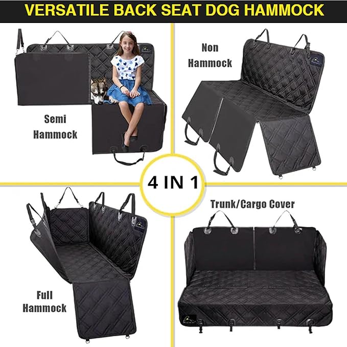 Meadowlark XL Dog Seat Covers Unique Design &amp; Full Car Protection-Doors,Headrests &amp; Backseat. Extra Durable Zippered Side Flap, Waterproof Hammock Pet Seat Cover + Seat Belt &amp; 2 Headrest Protectors