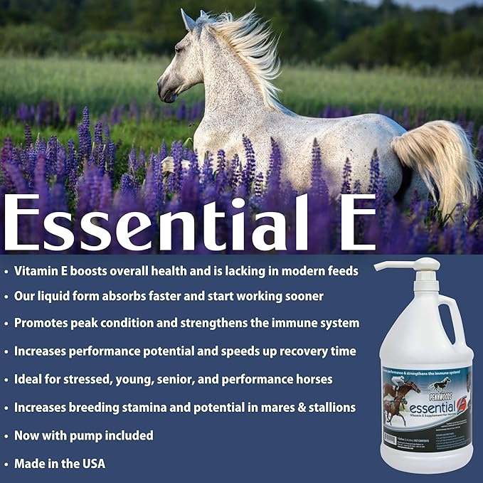 Essential E: Equine Vitamin E Supplement for Horse Health, Performance, Recovery &amp; Nutrition - 1 Gallon