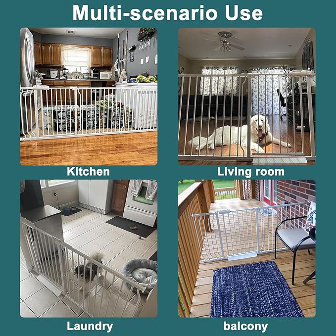 ALLAIBB Extra Wide Pressure Mounted Baby Gate Walk Through Child Kids Safety Toddler Tension White Long Large Pet Dog Gates with Extension for doorways Kitchen (43.31-48.03"/110-122cm)