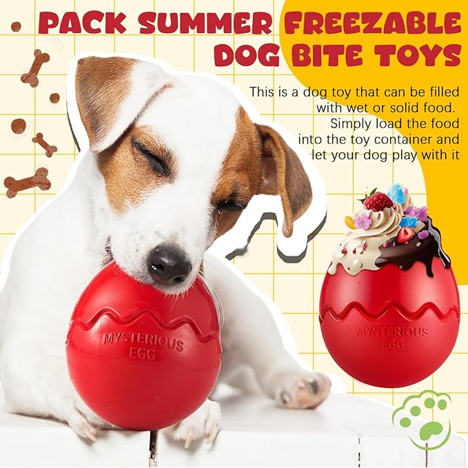 Aliceset 2 Pack Durable Freezable Dog Chew Toys for Aggressive Chewers Interactive Treat Dispensing Puzzle Toy for Large &amp; XL Dogs Keeps Cool &amp; Busy (Red)