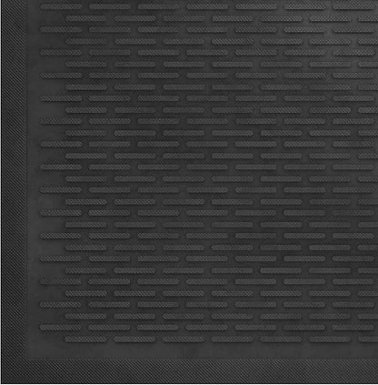 Indoor/Outdoor Hose-Wash Ribbed Design Non-Slip Rubber 2x3 Modern Entryway Mat for Entryway, Patio, Backyard, Garage, 24" x 36", Black Ribbed