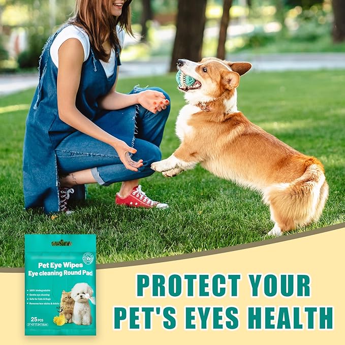 Eyes Wipes for Dogs &amp; Cats Dog Cleaning Grooming Deodorizing Wipes Kit Wash Cleaner for Eyes Wrinkle Face Gently Remove Tear Stain Eye Debris 25pcs Unscented