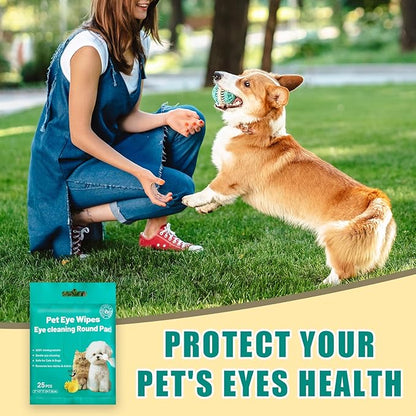 Eyes Wipes for Dogs &amp; Cats Dog Cleaning Grooming Deodorizing Wipes Kit Wash Cleaner for Eyes Wrinkle Face Gently Remove Tear Stain Eye Debris 25pcs Unscented
