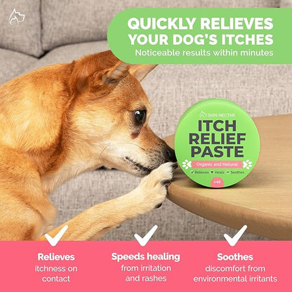 Skin Nectar - Natural Itch Relief for Dogs &amp; Cats - Soothing Pet Skin Repair Balm - - Heals Hot Spots, Dry Skin, Paw Pads - Veterinarian Formulated with Natural and Organic Ingredients