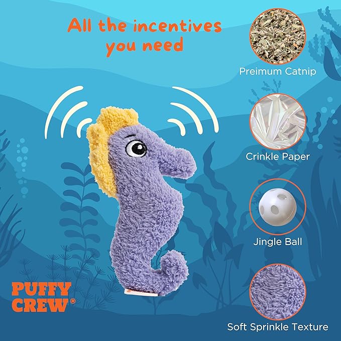 Interactive Catnip Cat Plush Toy, Ocean Theme, 5&