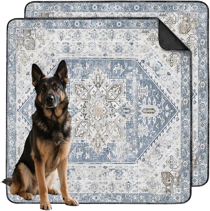 Washable Pee Pads for Dogs 2 Pack, Absorbent Reusable Puppy Pads Waterproof, Leakproof &amp; Non-Slip Whelping Pad, Potty Training Pads for Dogs Playpen Mat 48x48