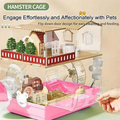 12 in 1 Clear Acrylic Hamster Cage with All Accessories,13.5&