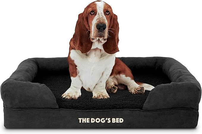 The Dog’s Bed, Large Black Faux PL 36x27, Memory Foam, Pain Relief: Arthritis, Hip &amp; Elbow Dysplasia, Post Surgery, Lameness, Supportive, Calming, Waterproof Washable Cover, Veterinary Approved