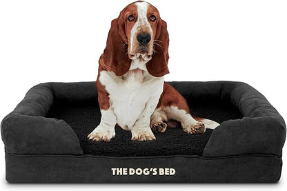 The Dog’s Bed, Large Black Faux PL 36x27, Memory Foam, Pain Relief: Arthritis, Hip &amp; Elbow Dysplasia, Post Surgery, Lameness, Supportive, Calming, Waterproof Washable Cover, Veterinary Approved