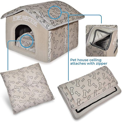 Best Pet Supplies Portable Indoor Pet House – Perfect for Cats &amp; Small Dogs, Easy To Assemble – Brown