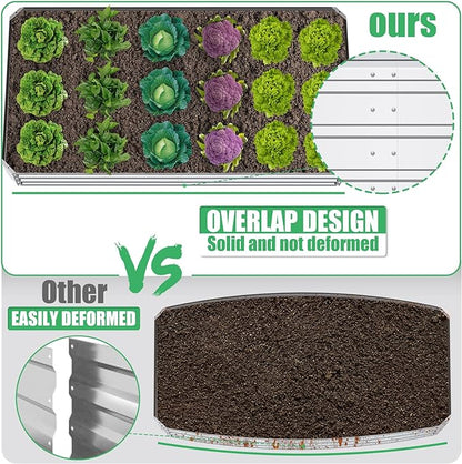 SnugNiture Galvanized Raised Garden Bed 8x4x1FT Outdoor Large Metal Planter Box Steel Kit for Planting Vegetables, Flowers