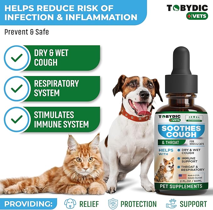 Dry &amp; Wet Kennel Cough Natural Medicine &amp; Relief for Dogs and Cats - Herbal Treatment Support Helps to Soothe Throat &amp; Respiratory Trachea Comfort Supplement for Pets - Made in USA