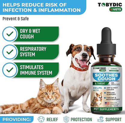 Dry &amp; Wet Kennel Cough Natural Medicine &amp; Relief for Dogs and Cats - Herbal Treatment Support Helps to Soothe Throat &amp; Respiratory Trachea Comfort Supplement for Pets - Made in USA