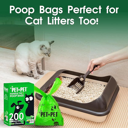 Pet N Pet 800 Counts Unscented Dog Poop Bags Rolls with Tie Handles, 38% Plant Based &amp; 62% PE Poop Bags for Dogs, Extra-Thick Doggie Poo Bag, Pet Waste Bag