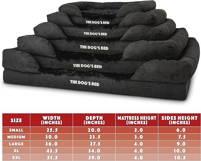 The Dog’s Bed, Medium Black Faux Fur 30x23.5, Memory Foam, Pain Relief: Arthritis, Hip &amp; Elbow Dysplasia, Post Surgery, Lameness, Supportive, Calming, Washable Cover, Veterinary Approved