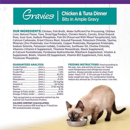 Wellness Complete Health Gravy Adult Wet Cat Food, Natural, Protein-Rich, Grain Free, 3 Ounce, 12 Pack, (Chicken &amp; Tuna Dinner)