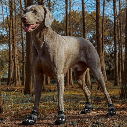 Dog Shoes, Waterproof Dog Boots &amp; Paw Protectors with Anti-Slip Sole, 4pcs/Set Pet Dog Booties, Reflective Dog Shoes for Small Medium Large, Winter Snowy Summer Hot Pavement (Black, 7