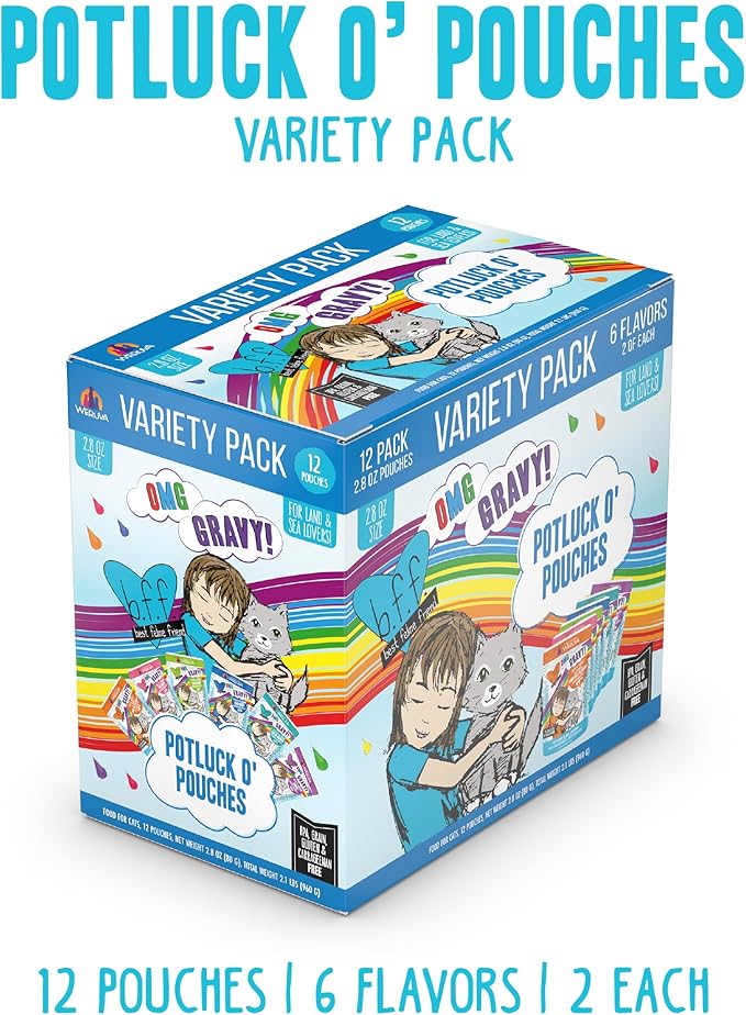 Weruva B.F.F. OMG - Best Feline Friend Oh My Gravy!, Variety Pack, Potluck O&