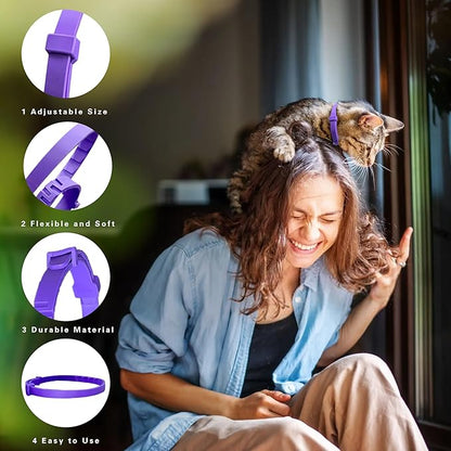 Simnice Calming Collar for Cats - 4 Pack, Cat Calming Collar, Adjustable Cat Pheromone Collars for Anxiety &amp; Stress Relief, Efficient and Comfort (Purple)