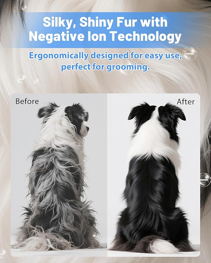2-in-1 Hands-Free Dog Hair Dryer with Table Clamp – Low Noise Pet Grooming Dryer for Dogs &amp; Cats, Adjustable Heat &amp; Speed, Wearable or Desktop Use(Gray)