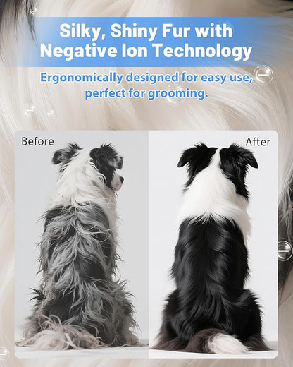 2-in-1 Hands-Free Dog Hair Dryer with Table Clamp – Low Noise Pet Grooming Dryer for Dogs &amp; Cats, Adjustable Heat &amp; Speed, Wearable or Desktop Use(Gray)