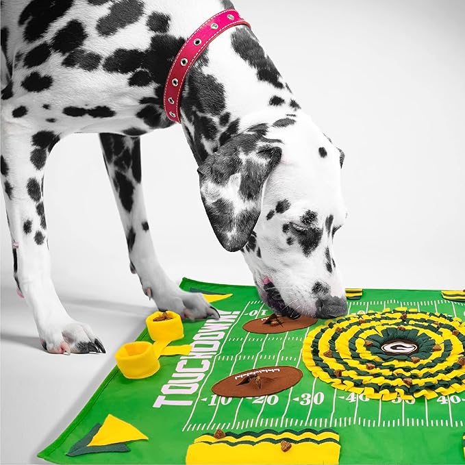 NFL Green Bay Packers Dog Snuffle Mat – Interactive Pet Slow Feeder, Football Field Design Food Puzzle Toy for Dogs &amp; Cats, Foraging Activity Mat for Smarter Feeding