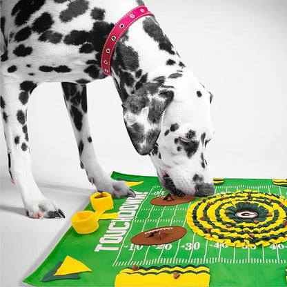 NFL Green Bay Packers Dog Snuffle Mat – Interactive Pet Slow Feeder, Football Field Design Food Puzzle Toy for Dogs &amp; Cats, Foraging Activity Mat for Smarter Feeding