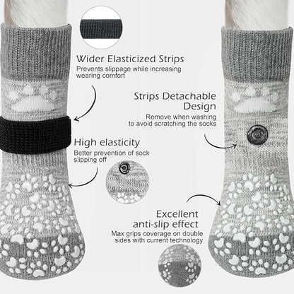 EXPAWLORER Anti Slip Dog Socks to Prevent Licking Paws, Dog Shoes for Hot Pavement, Dog Booties for Small Medium Large Senior Dogs, Traction Control Boots &amp; Paw Protectors for Hardwood Floors