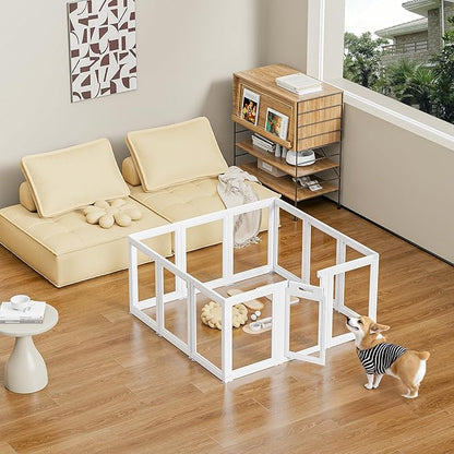 Clear Acrylic Dog Playpen Transparent Dog Playpen Indoor, Easy Assemble Clear Pet Pen for Puppy Bunny Cat Pig, Sturdy &amp; Easy Cleaning Plastic Dog Puppy Fence (23.6" H, 12PCS)