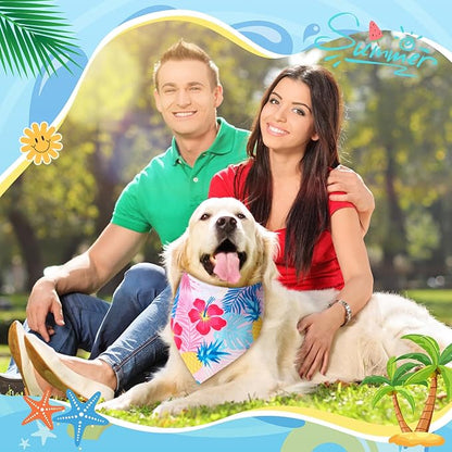 Weewooday 50 Pcs Hawaiian Dog Bandanas Bulk for Dogs Soft Bibs Adjustable Triangle Pet Bandana for Small Medium Large Costume(Hawaii Pattern, 25.6 x 17.7 x 17.7 Inch)