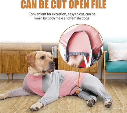Dog Recovery Suit, Abdominal Wound After Surgery Wear, Prevent Licking Wounds, E-Collar &amp; Cone Alternatives, Long Sleeve Postoperative Shirts Dog Pajamas Prevent Shedding(XL, Pink)