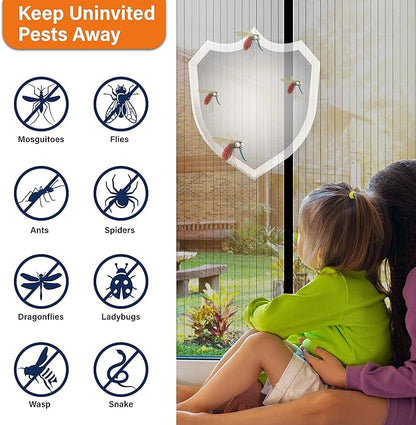 Magnetic Screen Door, Heavy Duty Door Screen Magnetic Closure Keep Bugs Out,Pet &amp; Kid Friendly，Hands Free Door Screen Fit Door Size 36 x 96 Inches ‎Black
