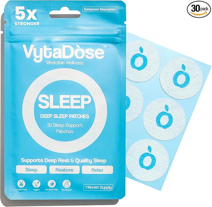 Natural DEEP Sleep Patches for Adults: 8-Hour Time-Release Formula for Sustained Rest &amp; Superior Absorption W/Ashwagandha, Magnesium, Passionflower, Valerian Root, Lemon Balm &amp; Chamomile