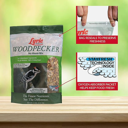 Lyric Woodpecker Wild Bird Seed, No Waste Bird Seed with Nuts, Dried Fruit &amp; Shelled Seeds - 5 lb. Bag