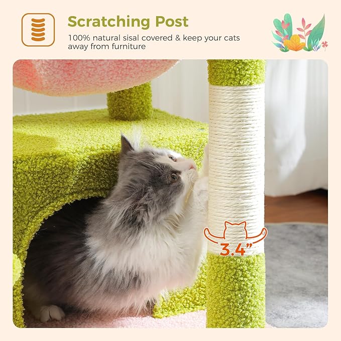 PEQULTI 4-in-1 Multi-Level Cat Tower, 33&