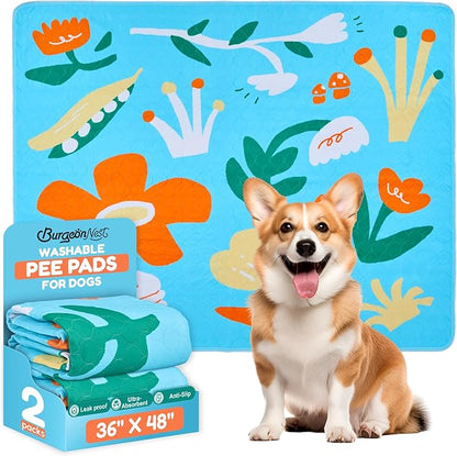 BurgeonNest Washable Pee Pads for Dogs, 2 Pack 36&