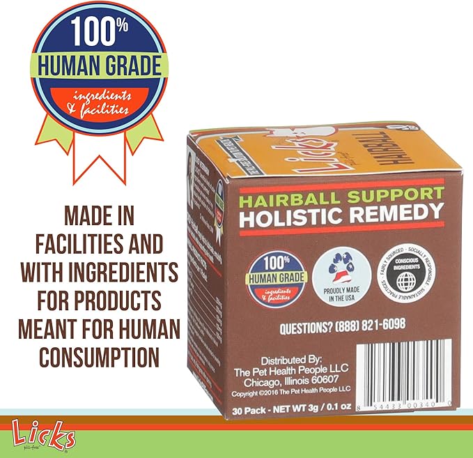 Cat Hairball Support - Cat Grooming Supplies Remedy - Beeswax &amp; Cod Liver Oil Hairball Control - Skin Supplement - Gel Packets - 30 Use