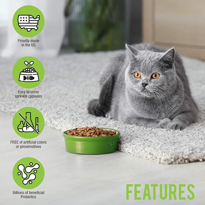 Skoon Probiotics Cat Supplement (60 Capsules) - Chicken &amp; Tuna Flavored - Improves Gut Health, Immunity, Skin Conditions, and Litterbox Smell