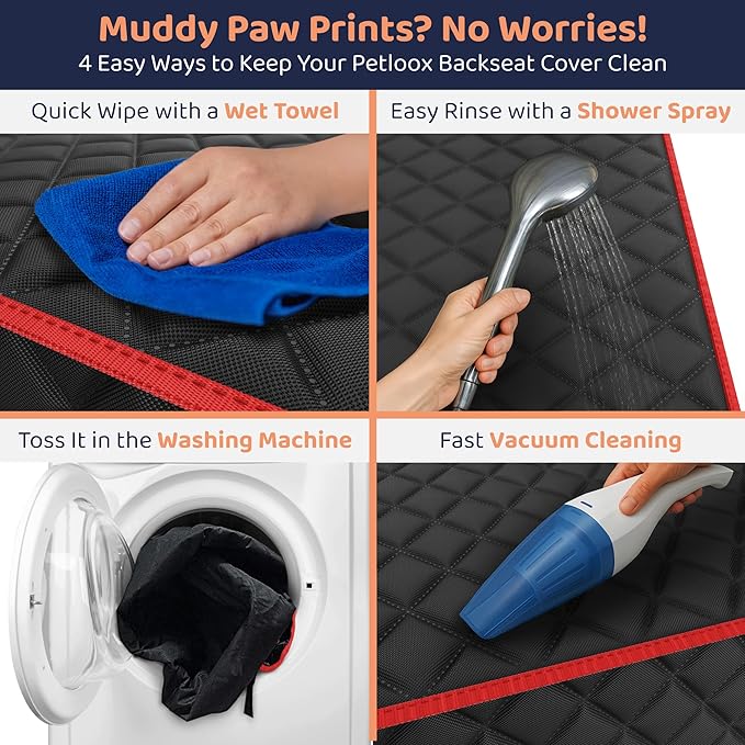 Dog Car Seat Cover for Back Seat, Waterproof Hammock for Car, SUV &amp; Truck, Non-Slip Backseat Cover for Dogs, Heavy-Duty Dog Hammock Style Seat Protector Pets, Easy to Install &amp; Clean