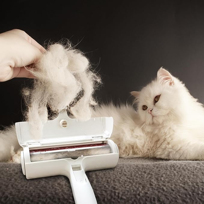 Nado Care Pet Hair Remover Roller - Lint Roller for pet Hair - Self Cleaning Dog &amp; Cat Hair Remover - Remove Dog, Cat Hair from Furniture, Carpets, Bedding, Clothing and More. White