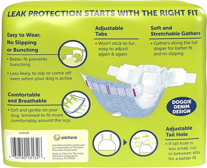 New! Hartz® Comfitables® Disposable Dog Diapers, Size Large 12 Count, Comfortable &amp; Secure Fit, Easy to Put On, Super Absorbent Male and Female Diaper