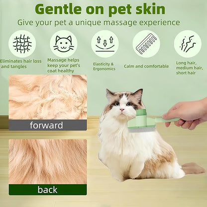Zen Brush for Cats &amp; Dogs, Avatore Zenbrush Pet Comb, Self-Cleaning Grooming Brush, Stainless Steel Teeth for Shedding Hair Removal 2-pack (Green+Yellow)