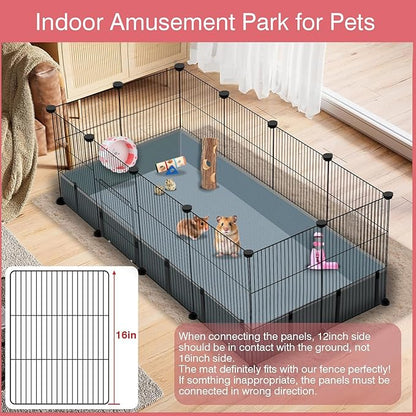 12 Panels Small Animal Playpen,Pet Playpen with Waterproof Mat,C&amp;C Cage for Guinea Pigs,Puppy Play Pen,Bunny Playpen,Indoor Outdoor Portable Metal Wire Yard Fence