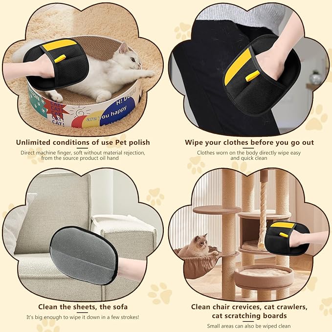 Pet Hair Removal Gloves, Pet Hair Remover Electrostatic Gloves for Cats &amp; Dogs, Washable and Reusable Cat Hair Remover for Cat Beds, Bed Sheets, Sofas, Clothes, Carpets, Curtains (3pcs)