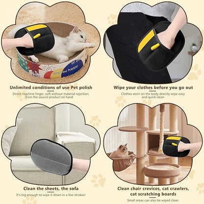 Pet Hair Removal Gloves, Pet Hair Remover Electrostatic Gloves for Cats &amp; Dogs, Washable and Reusable Cat Hair Remover for Cat Beds, Bed Sheets, Sofas, Clothes, Carpets, Curtains (2pcs)
