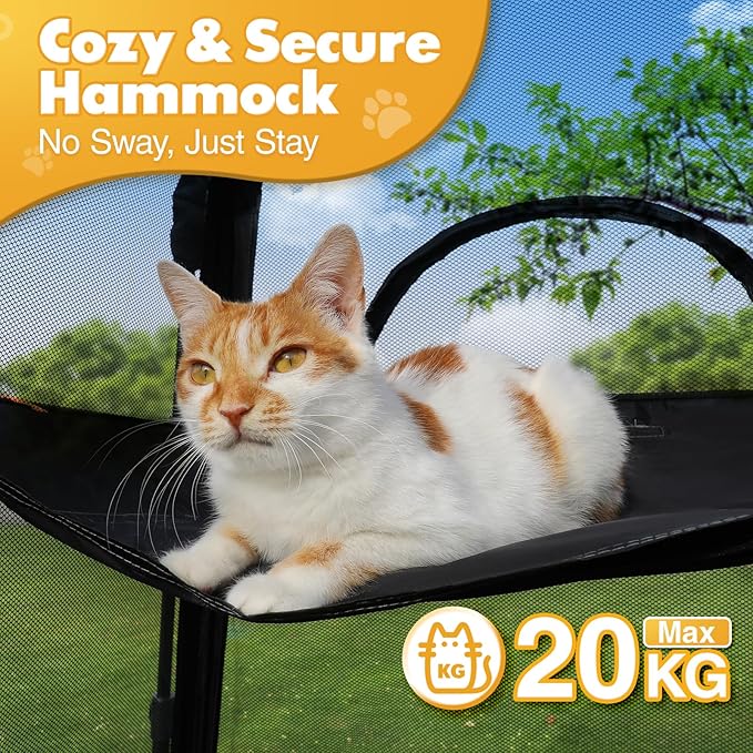 Extra Large Catio Outdoor Cat Enclosure, Rywell 3-Tier Spacious Outdoor Cat Tent, Weatherproof&amp;Sunproof with 5 Windows, Foldable Cat Enclosure for Patio, Camping, Indoor(Includes Carry Bag)