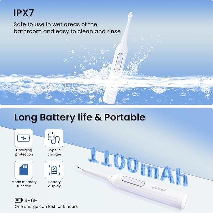 Dog Tooth Brushing Kit,3-in-1 Dog Teeth Cleaning Tools,Ultrasonic Electric Toothbrush &amp; Plaque Remover for Dogs with Water Flosser for Teeth,2 Modes &amp; 3 Intensity Levels,IPX7,1100mAh Battery